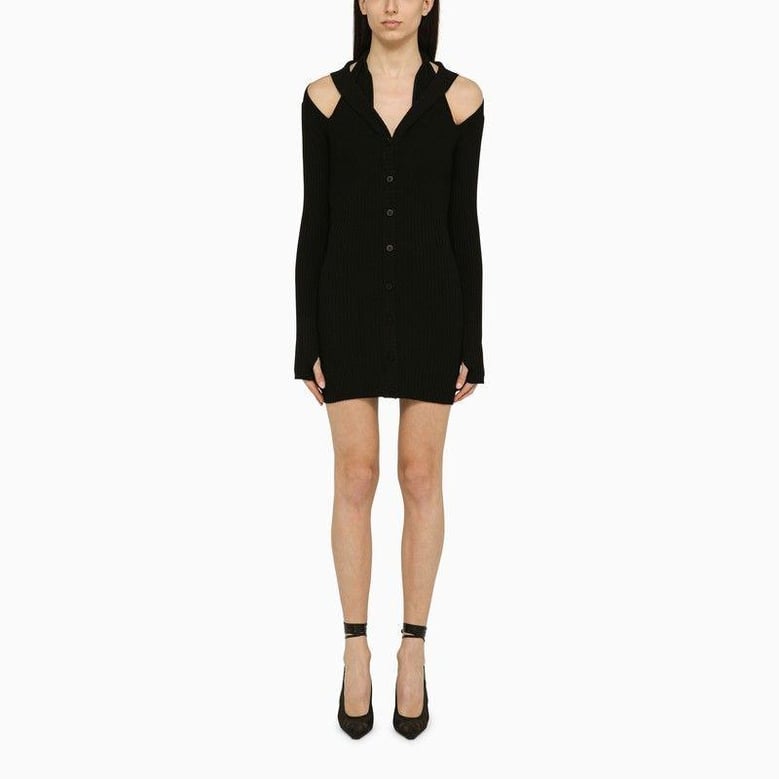 black ribbed mini dress with cut-out by Selfnex