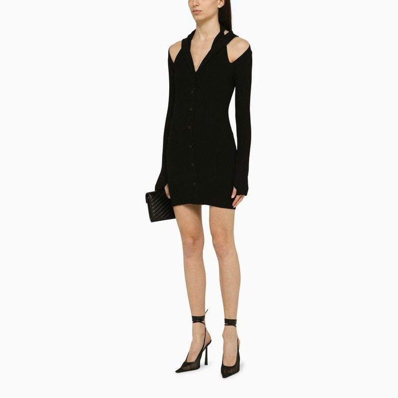 black ribbed mini dress with cut-out by Selfnex