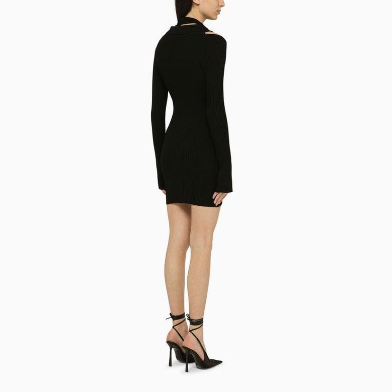 black ribbed mini dress with cut-out by Selfnex