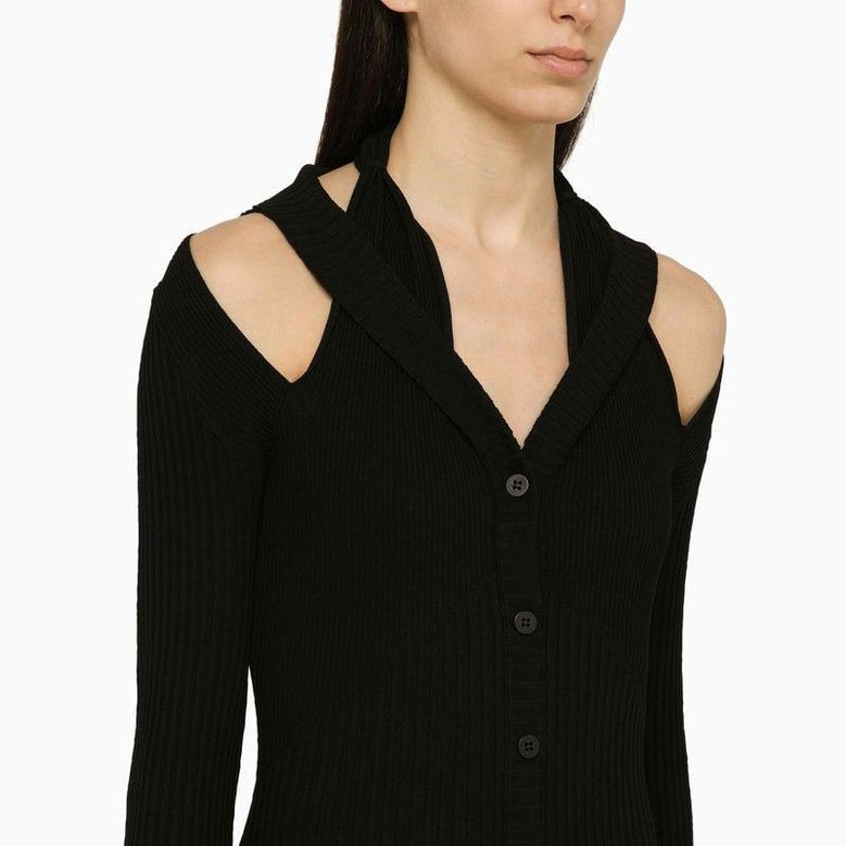 black ribbed mini dress with cut-out by Selfnex