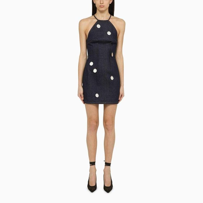 blue denim mini dress with mirrors by Selfnex