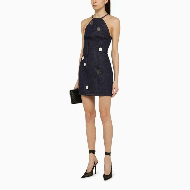 blue denim mini dress with mirrors by Selfnex