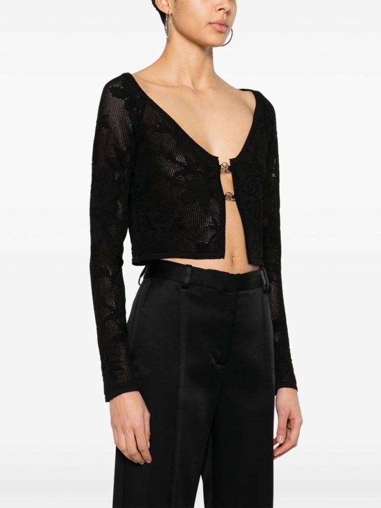 embroidered cropped cardigan by Selfnex