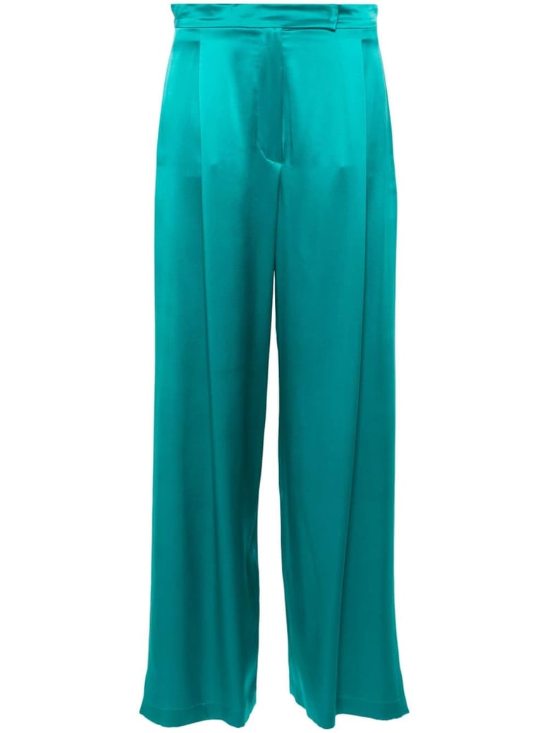 satin wide-leg silk trousers by Selfnex