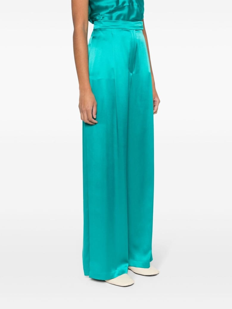 satin wide-leg silk trousers by Selfnex