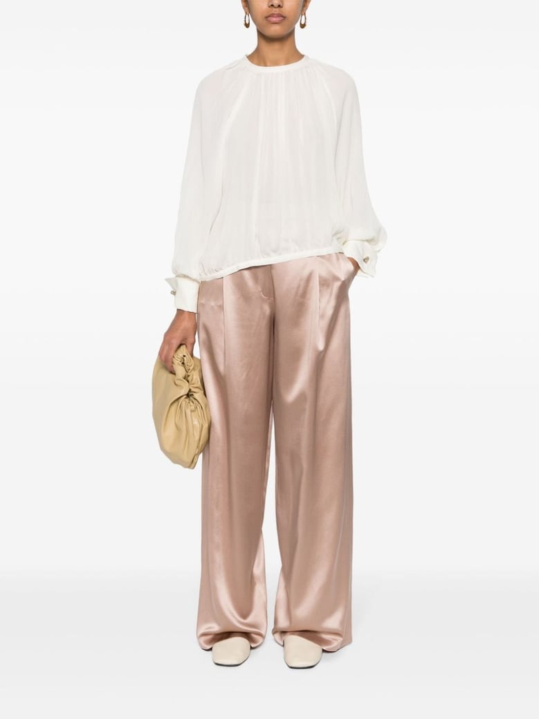 satin wide-leg silk trousers by Selfnex
