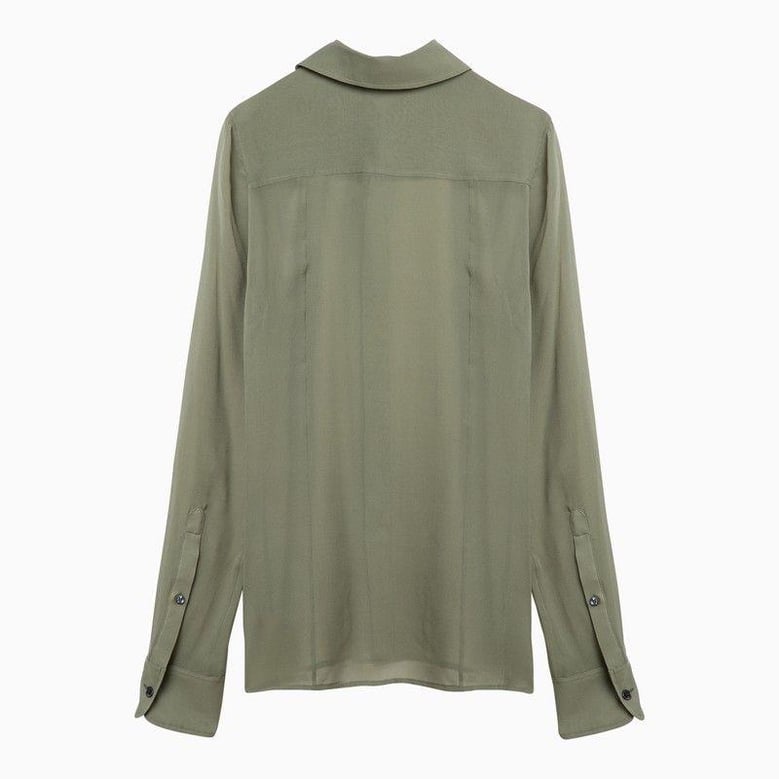 olive green silk shirt by Selfnex