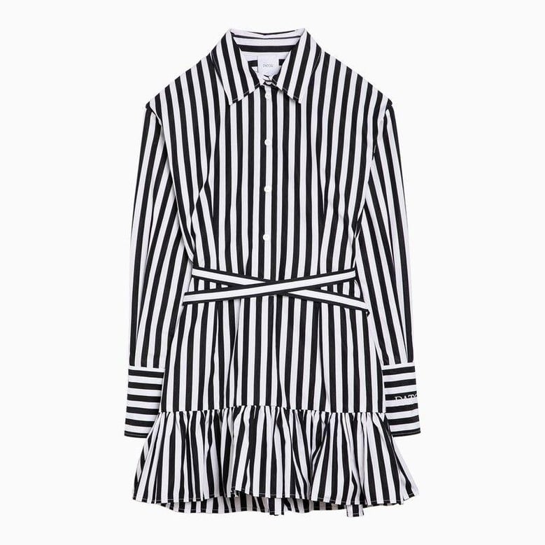 black/white striped cotton mini chemisier dress by Selfnex