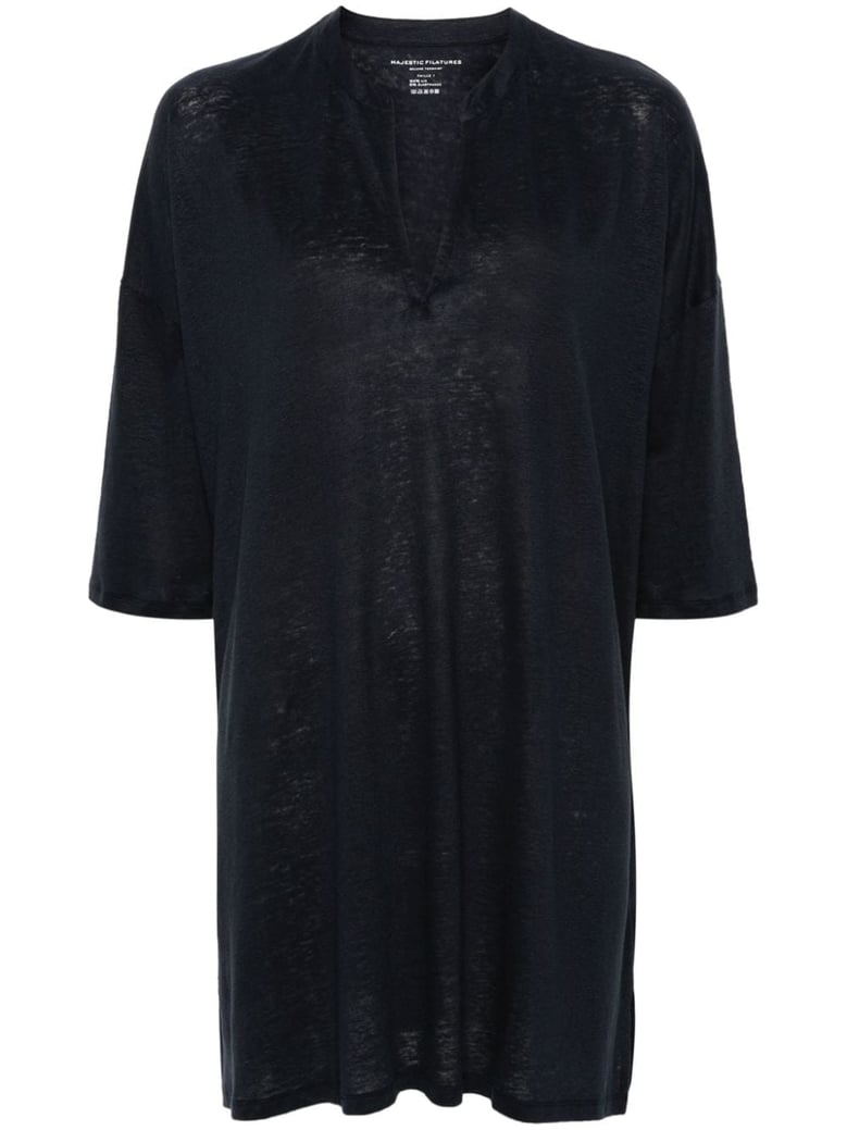 linen blend tunic dress by Selfnex
