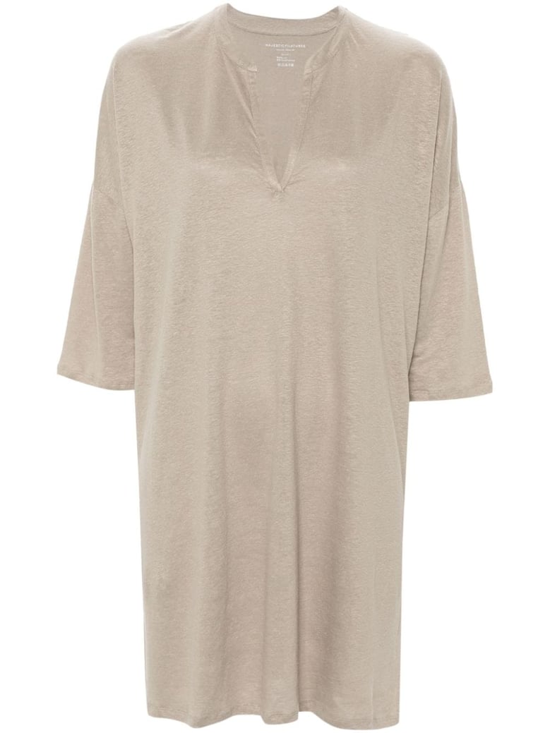 linen blend tunic dress by Selfnex
