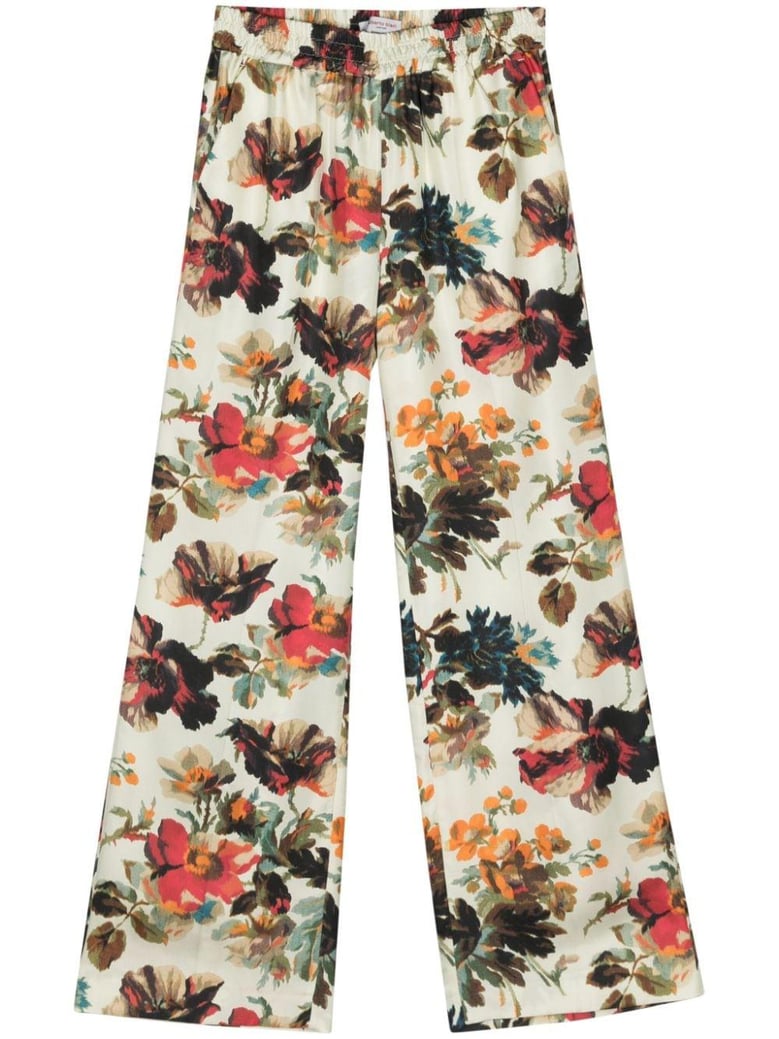 printed silk wide-leg trousers by Selfnex
