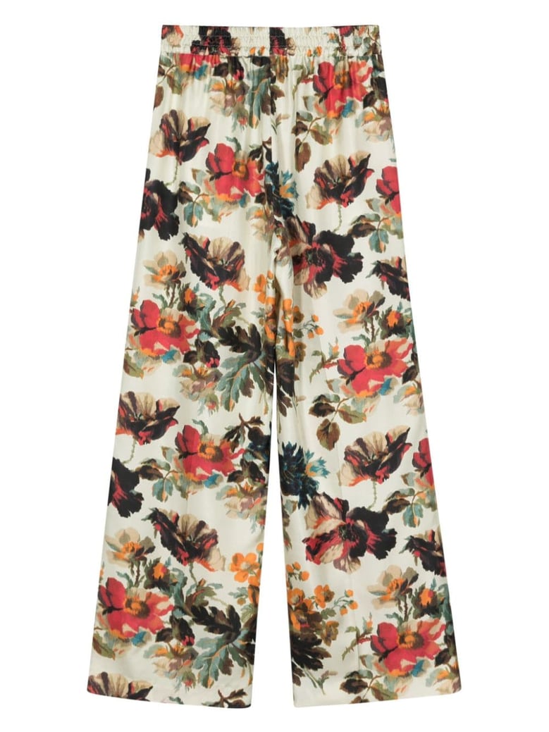 printed silk wide-leg trousers by Selfnex