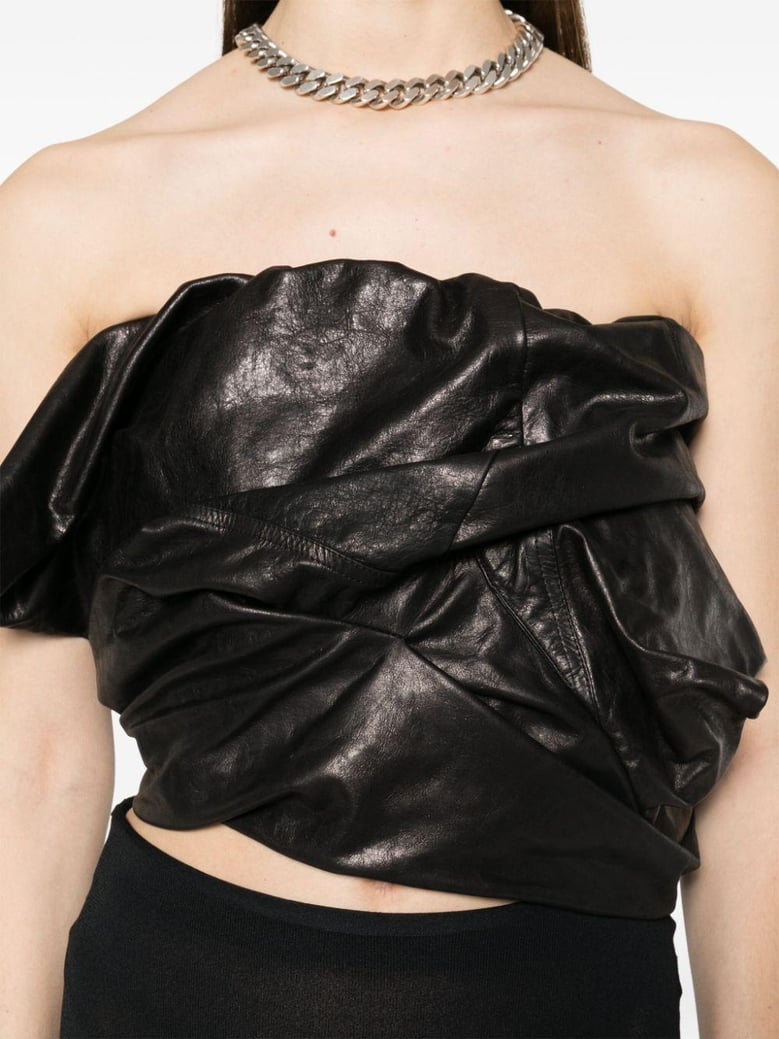 draped leather bustier by Selfnex