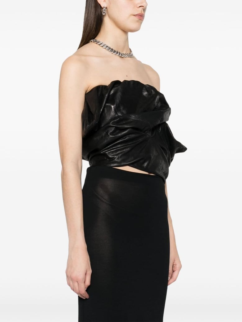 draped leather bustier by Selfnex