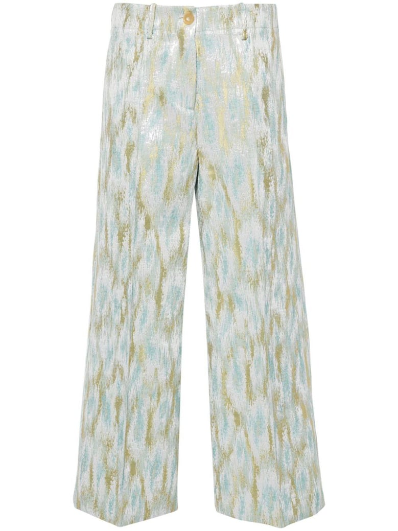 printed cropped trousers by Selfnex