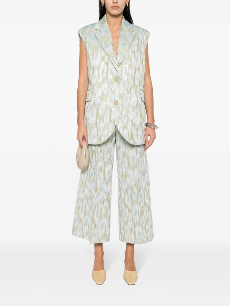 printed cropped trousers by Selfnex
