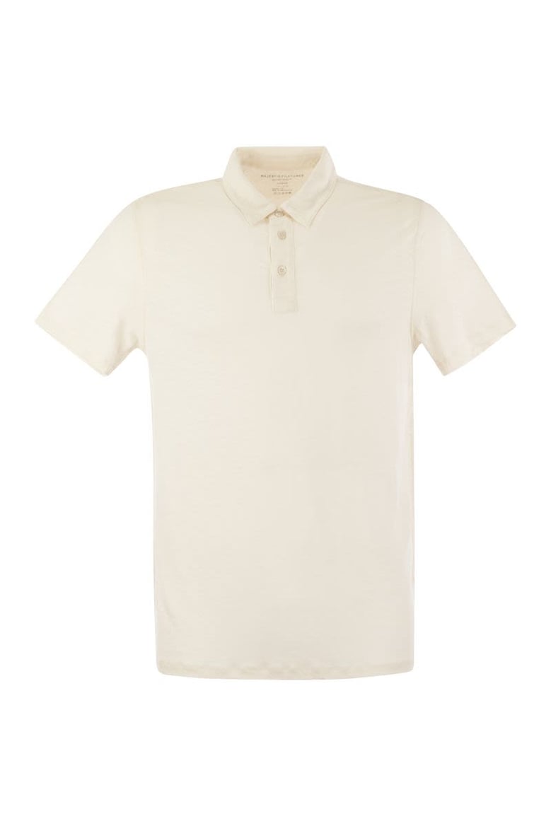 linen short-sleeved polo shirt by Selfnex