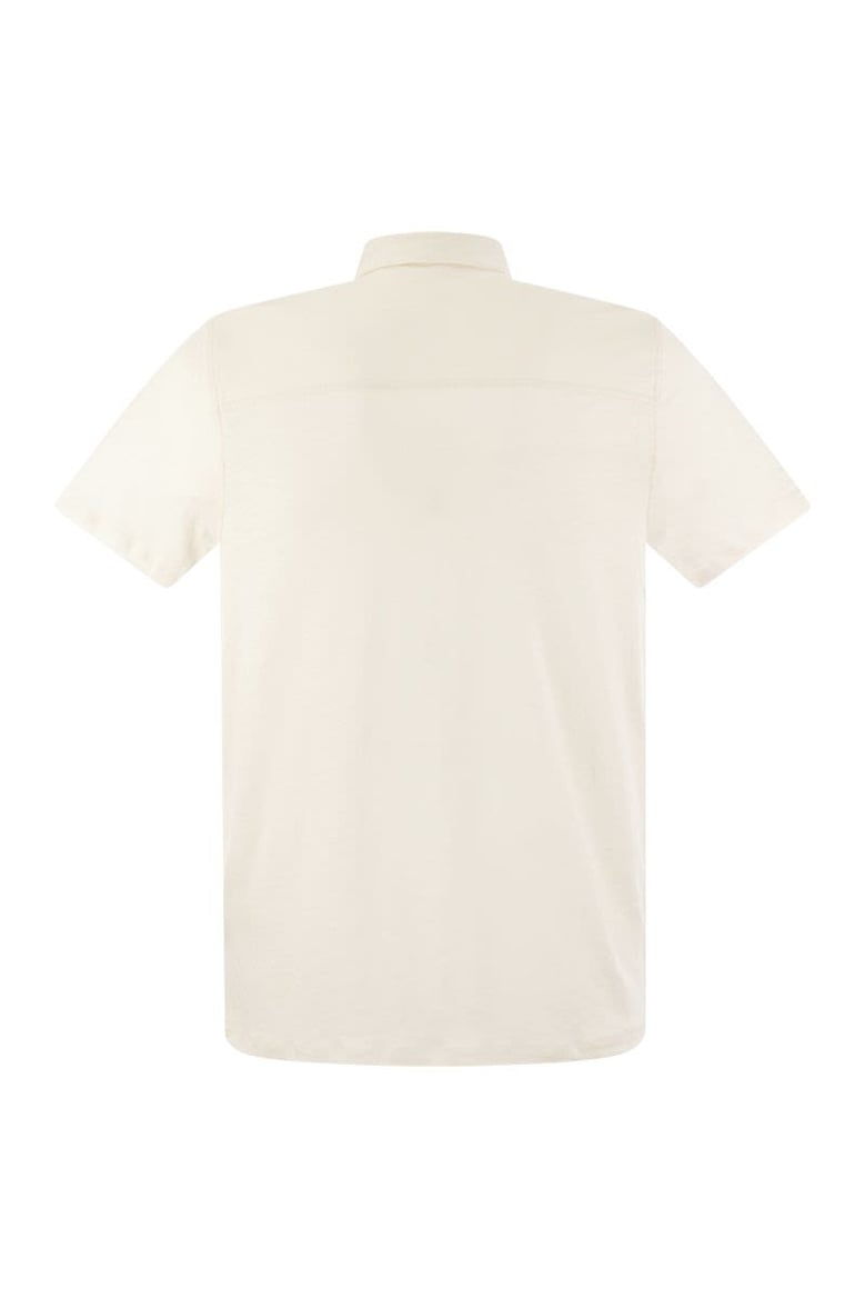 linen short-sleeved polo shirt by Selfnex