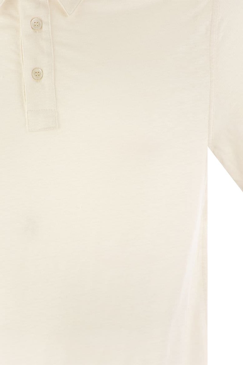 linen short-sleeved polo shirt by Selfnex