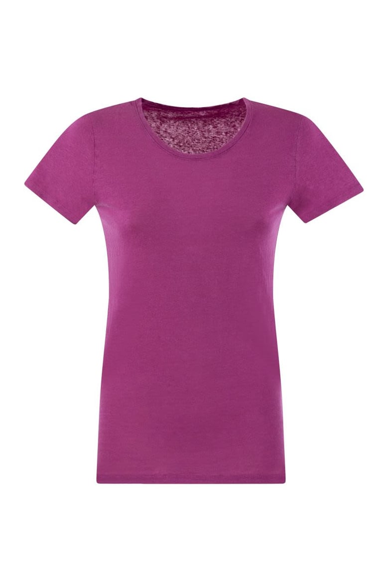 crew-neck t-shirt in linen and short sleeve by Selfnex