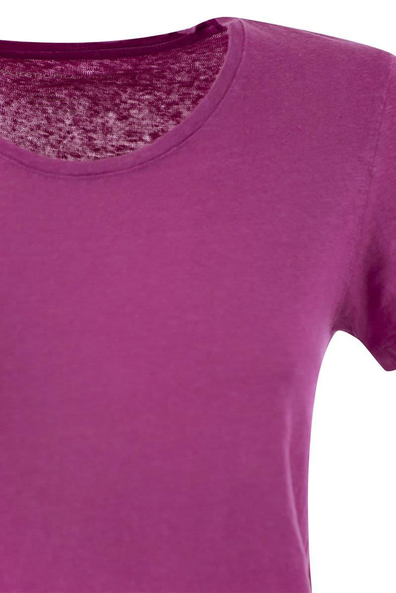 crew-neck t-shirt in linen and short sleeve by Selfnex