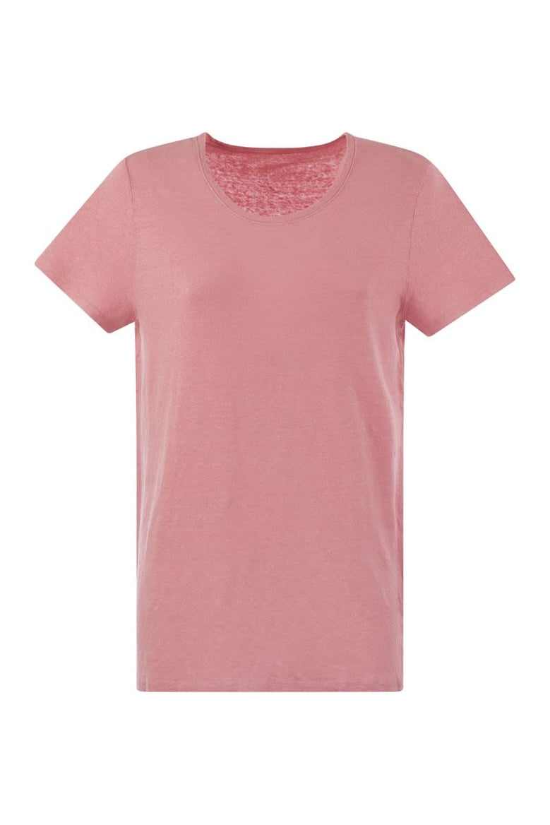 crew-neck t-shirt in linen and short sleeve by Selfnex