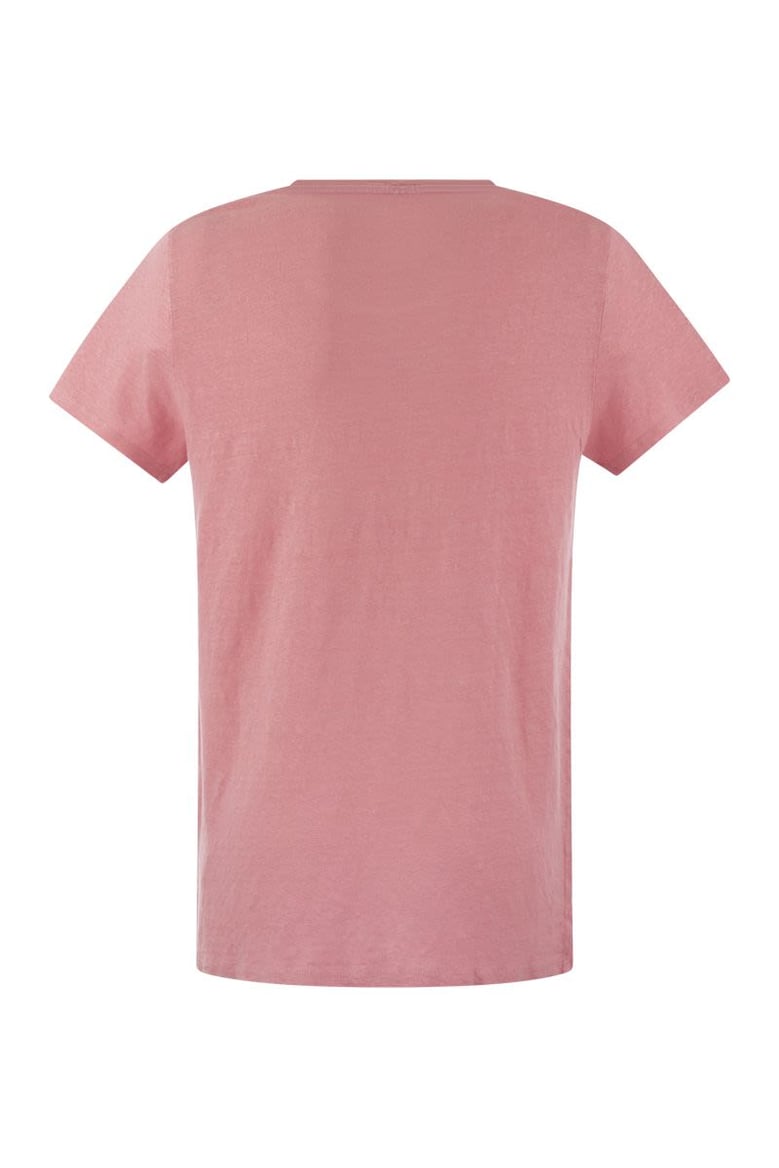 crew-neck t-shirt in linen and short sleeve by Selfnex