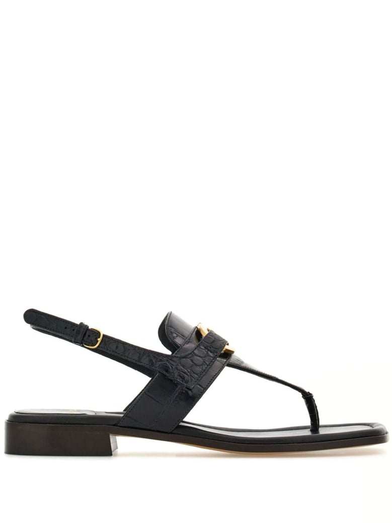 gancini leather thong sandals by Selfnex