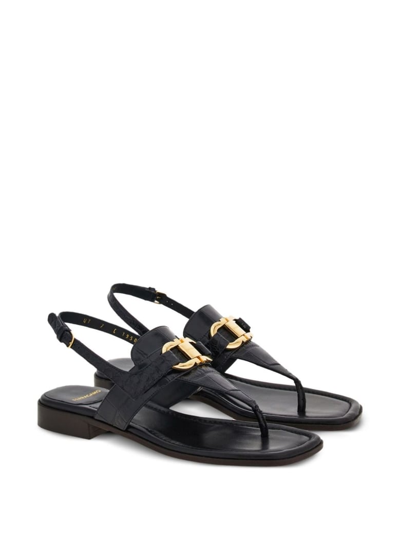 gancini leather thong sandals by Selfnex