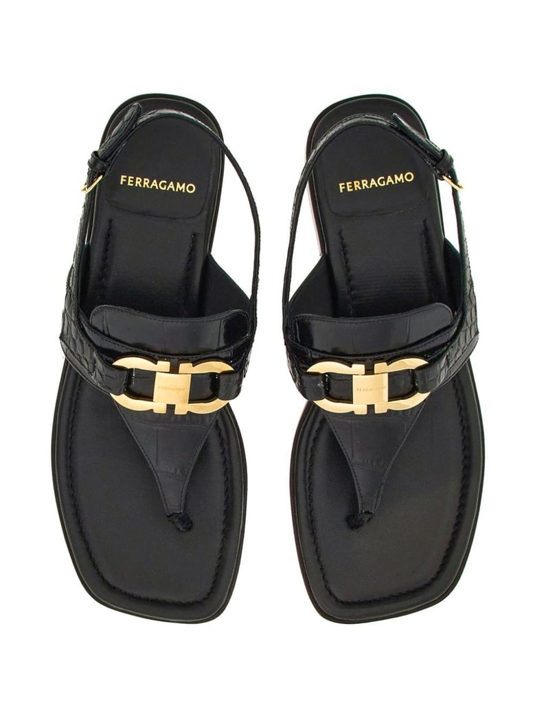 gancini leather thong sandals by Selfnex