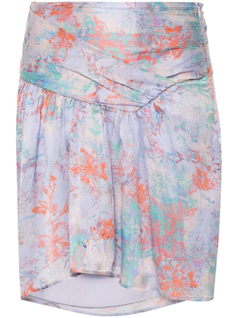 floral print silk mini skirt by Selfnex