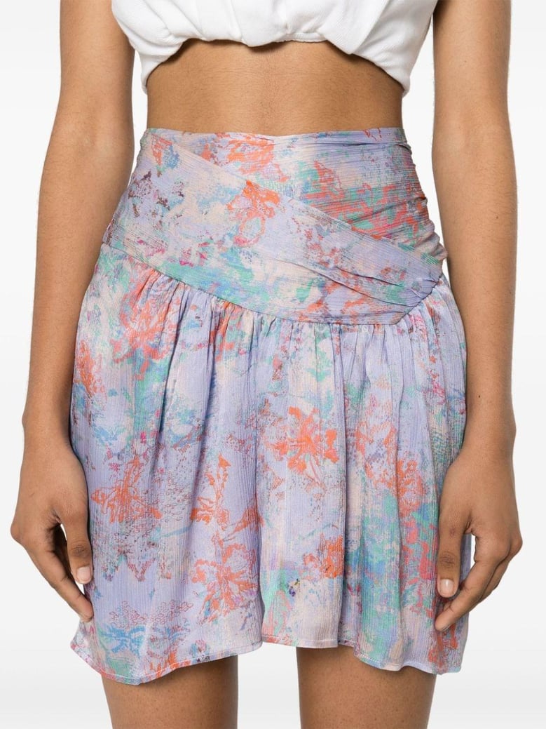 floral print silk mini skirt by Selfnex