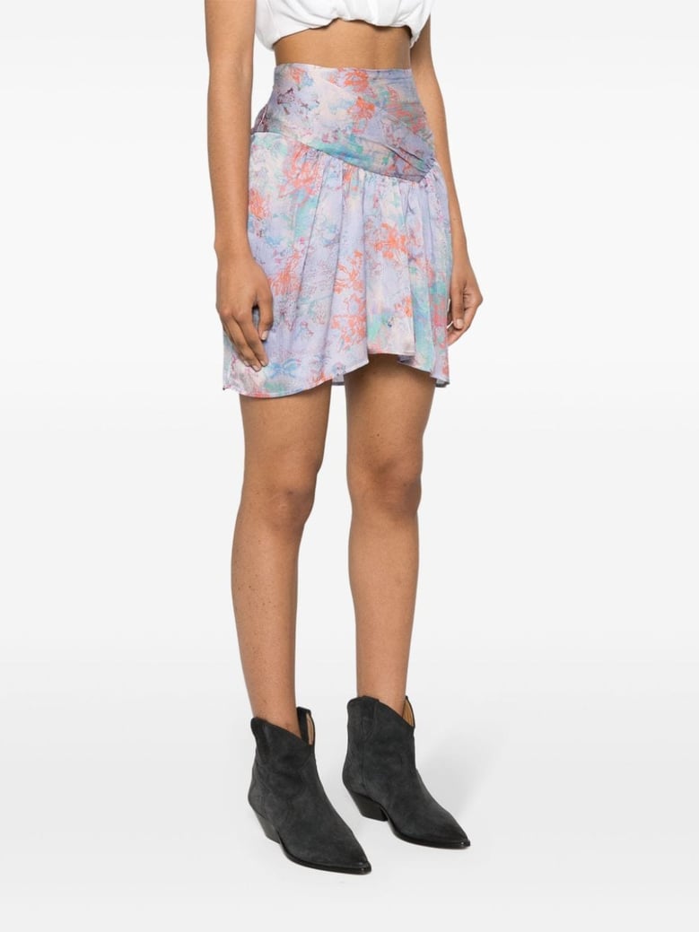 floral print silk mini skirt by Selfnex