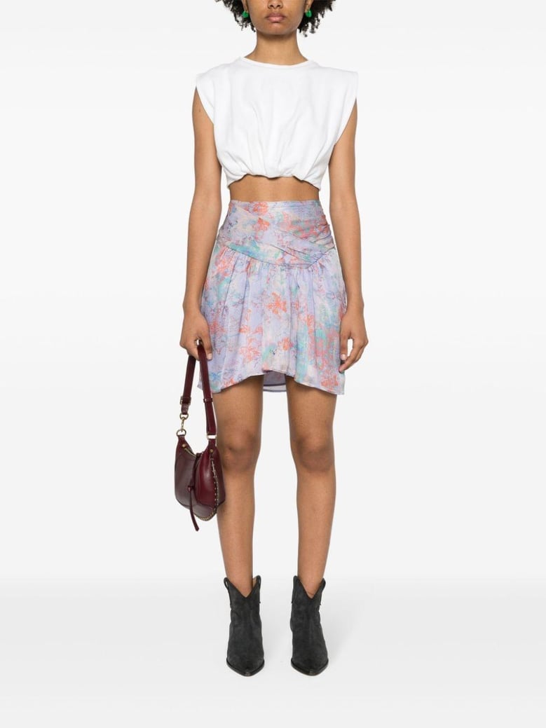 floral print silk mini skirt by Selfnex
