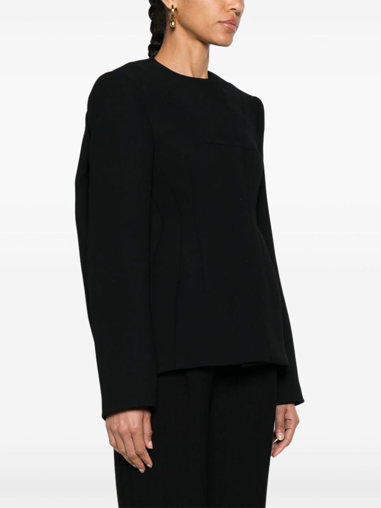 tailored collarless jacket by Selfnex