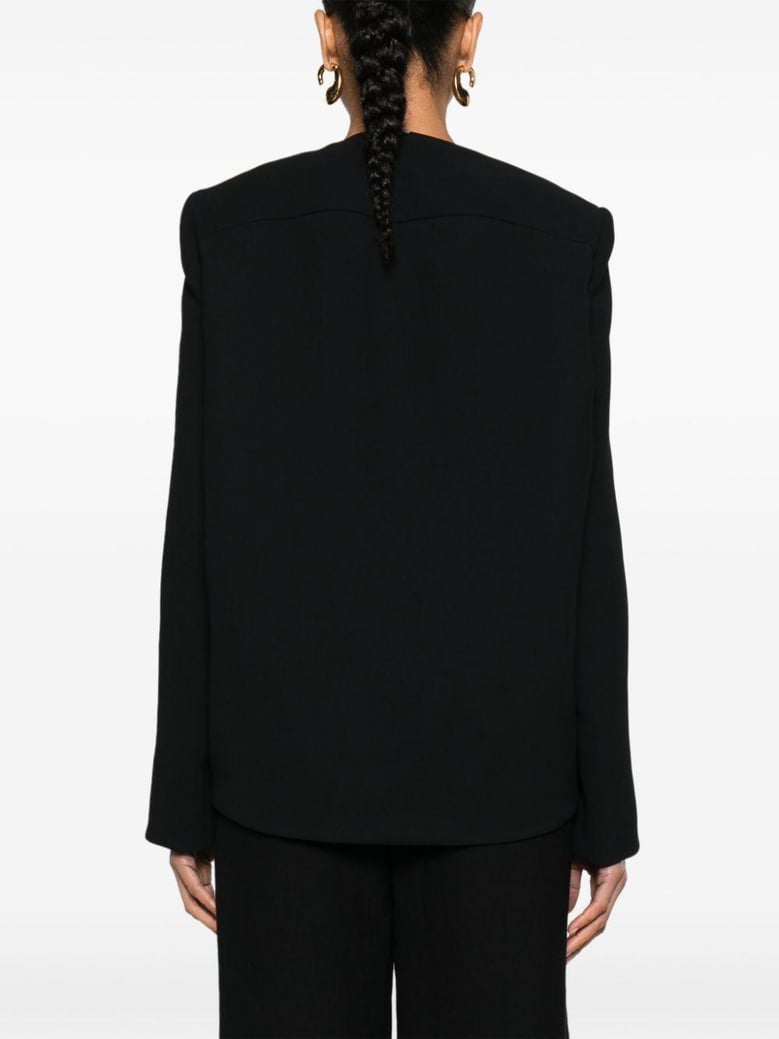 tailored collarless jacket by Selfnex