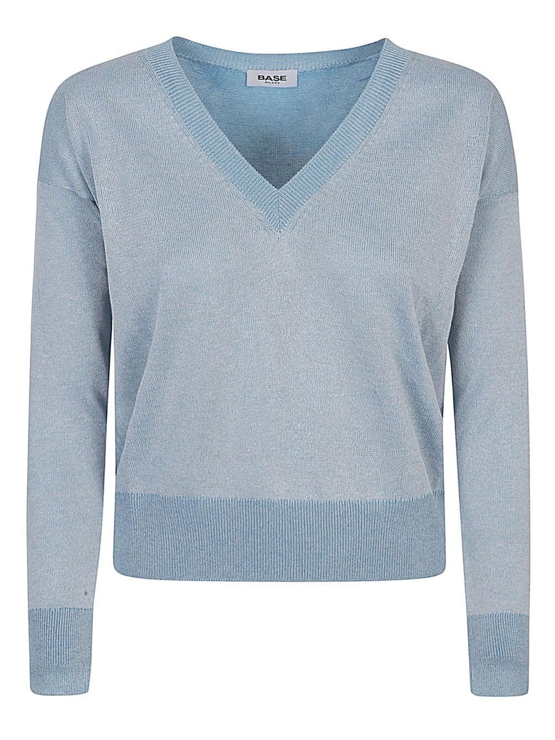 cotton blend v-neck sweater by Selfnex