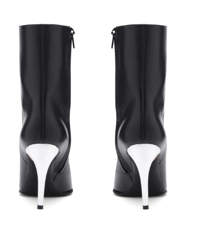 almond toe black leather boots by Selfnex