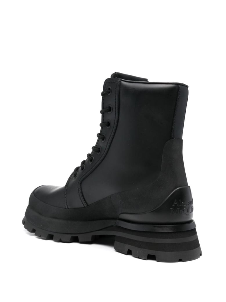 black leather shoes with logo by Selfnex