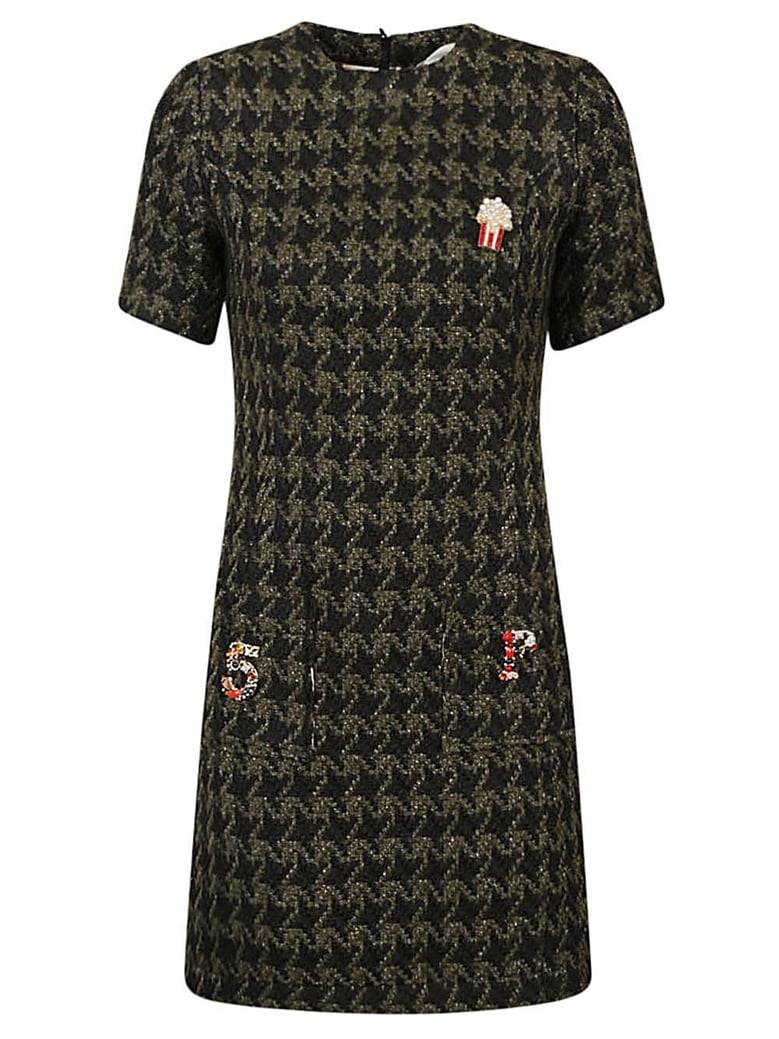 houndstooth wool blend short dress by Selfnex