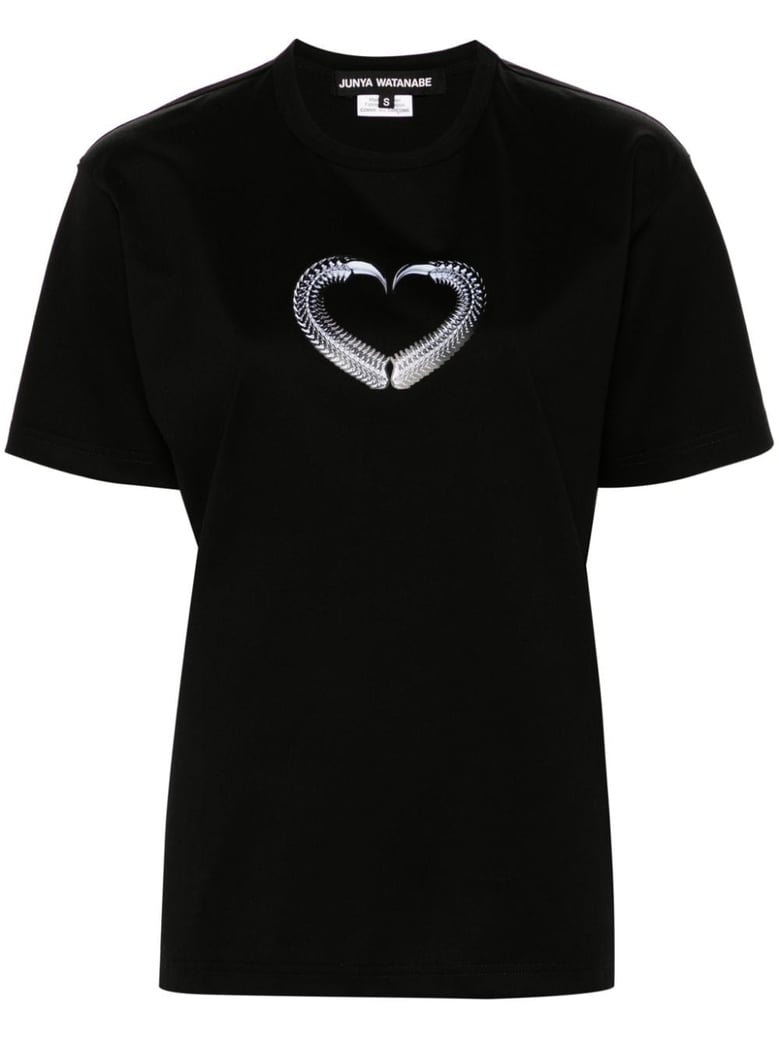 crew neck graphic-heart print t-shirt by Selfnex