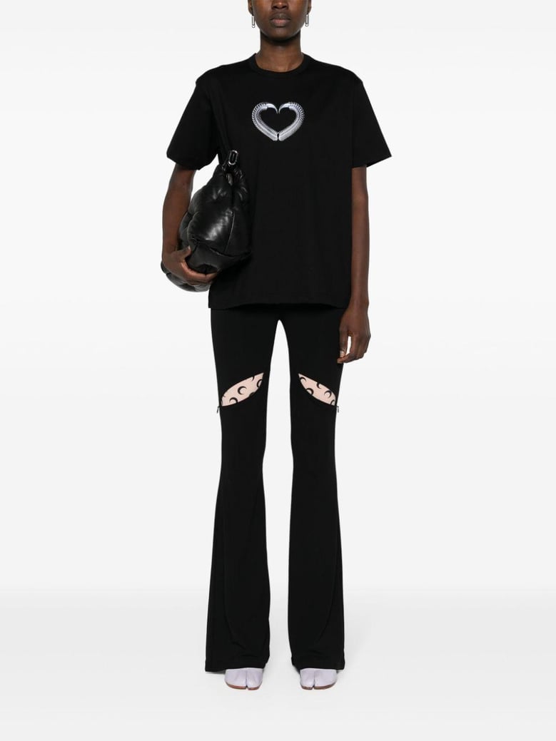 crew neck graphic-heart print t-shirt by Selfnex