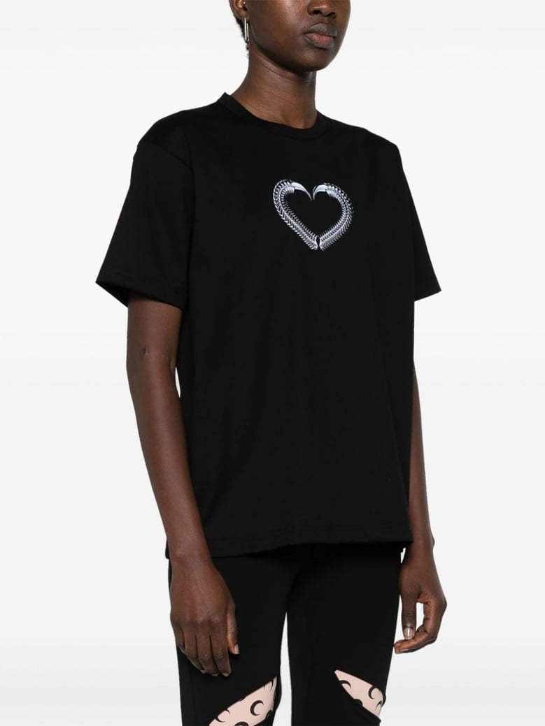 crew neck graphic-heart print t-shirt by Selfnex