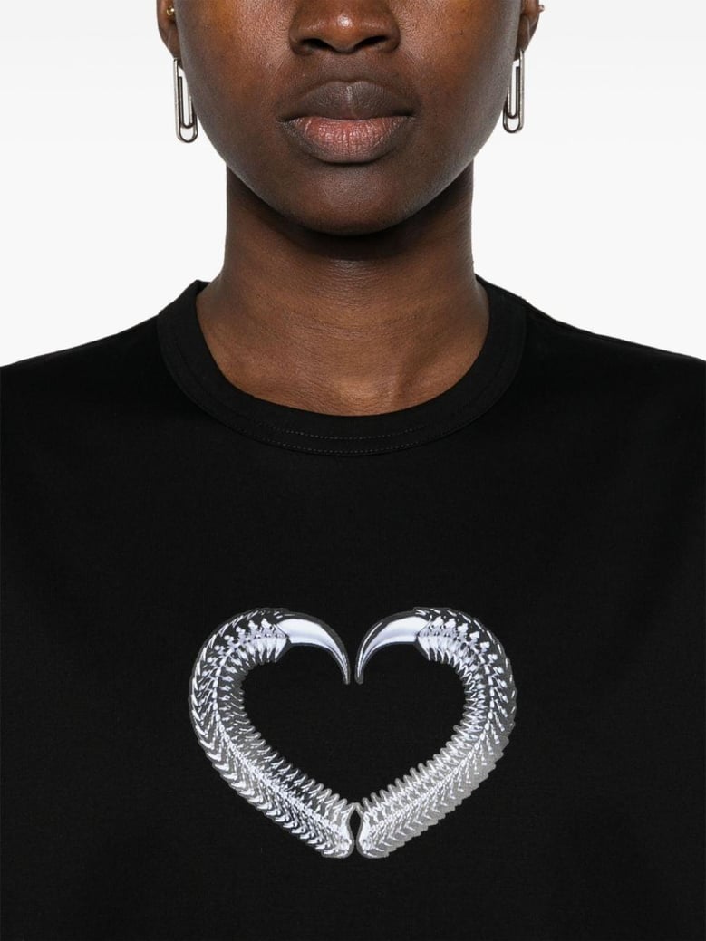 crew neck graphic-heart print t-shirt by Selfnex