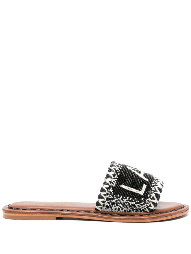 lake como beads flat sandals by Selfnex