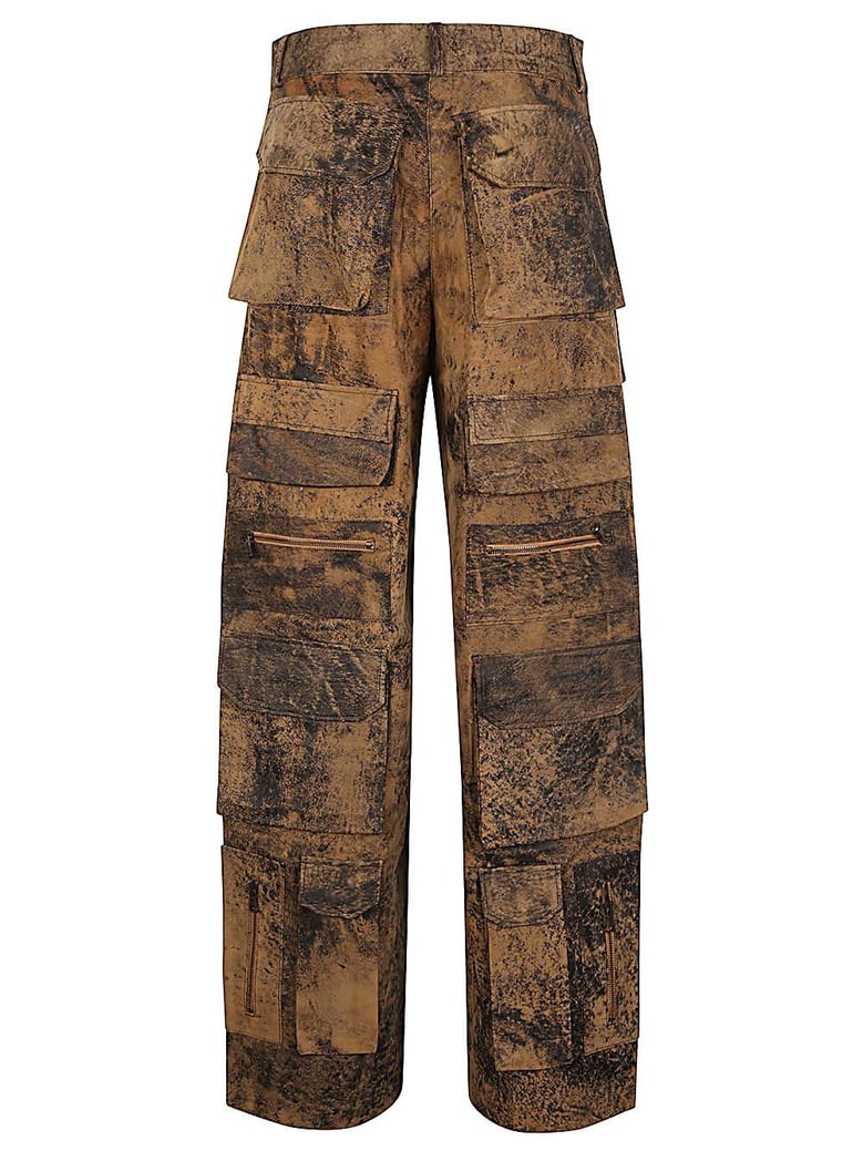 leather cargo trousers by Selfnex