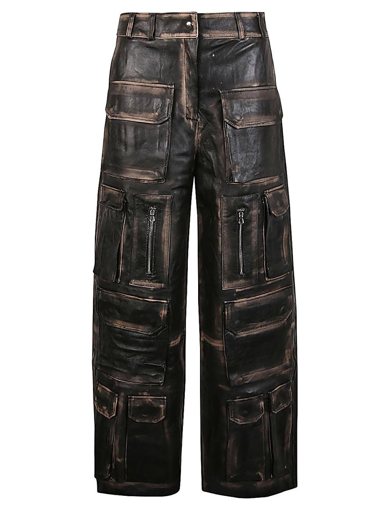 leather cargo trousers by Selfnex