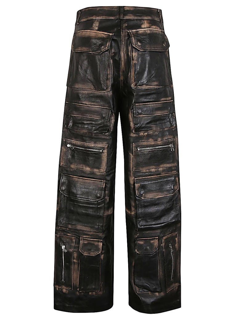 leather cargo trousers by Selfnex