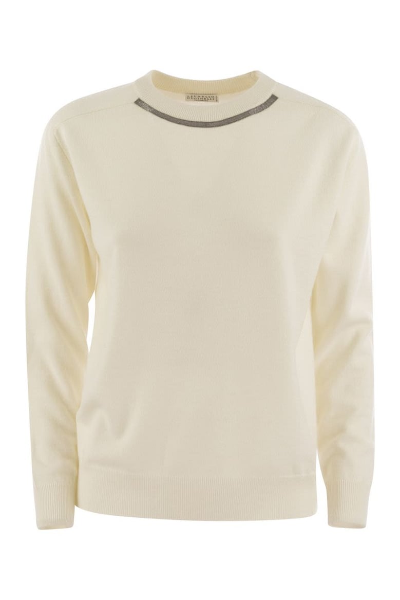 cashmere sweater with neck jewel by Selfnex