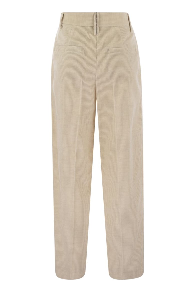 striped canvas trousers in viscose and comfort cotton with necklace by Selfnex